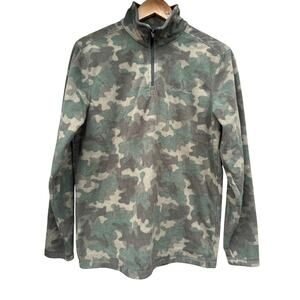 Eddie Bauer Men’s Camouflage Fleece Small Green Jacket Outdoor Hiking Pullover